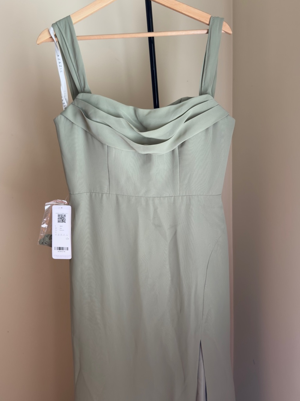 Azazie Pistachio Off the Shoulder Dress